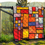 Colorful Stained Glass Mosaic Print Quilt