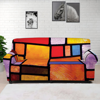 Colorful Stained Glass Mosaic Print Sofa Cover