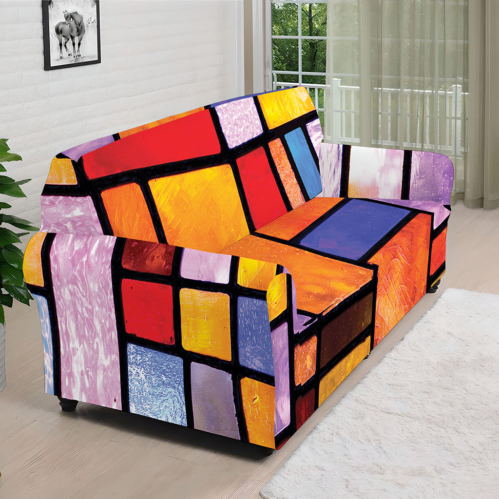 Colorful Stained Glass Mosaic Print Sofa Cover