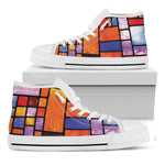 Colorful Stained Glass Mosaic Print White High Top Shoes