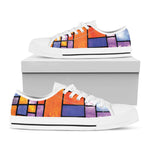 Colorful Stained Glass Mosaic Print White Low Top Shoes