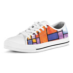 Colorful Stained Glass Mosaic Print White Low Top Shoes