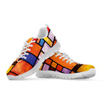 Colorful Stained Glass Mosaic Print White Sneakers