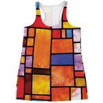 Colorful Stained Glass Mosaic Print Women's Racerback Tank Top