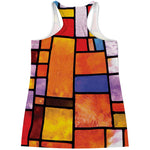 Colorful Stained Glass Mosaic Print Women's Racerback Tank Top