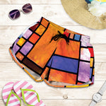 Colorful Stained Glass Mosaic Print Women's Shorts