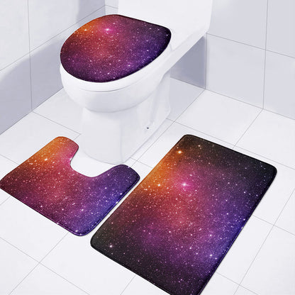 Colorful Stardust Galaxy Space Print 3 Piece Bath Mat Set