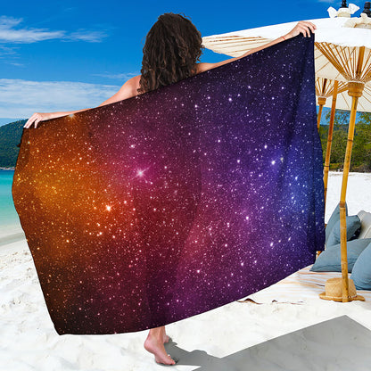 Colorful Stardust Galaxy Space Print Beach Sarong Wrap