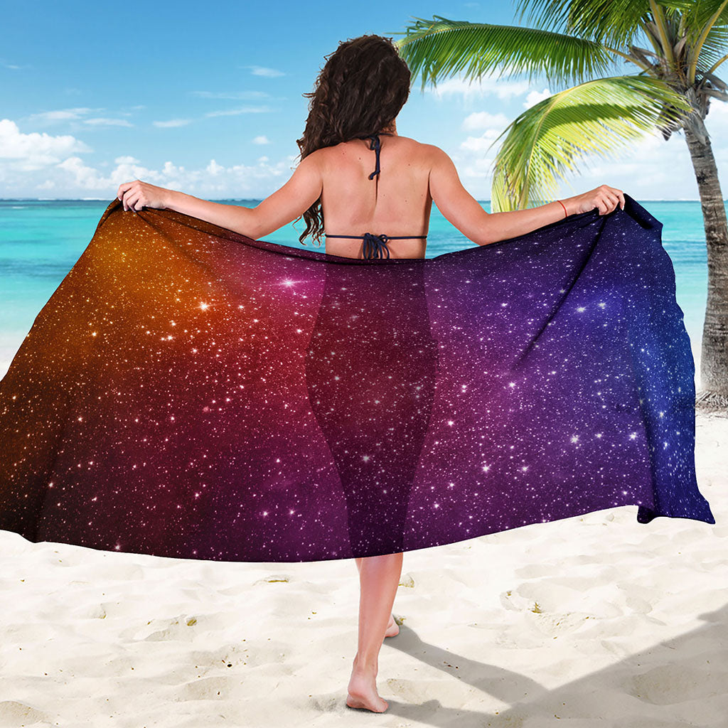 Colorful Stardust Galaxy Space Print Beach Sarong Wrap