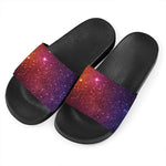 Colorful Stardust Galaxy Space Print Black Slide Sandals