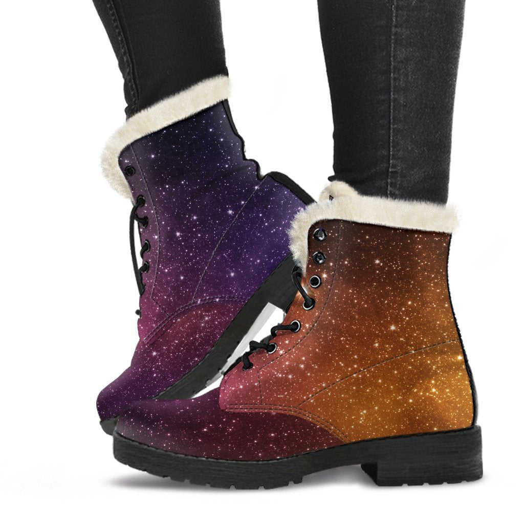 Colorful Stardust Galaxy Space Print Comfy Boots GearFrost