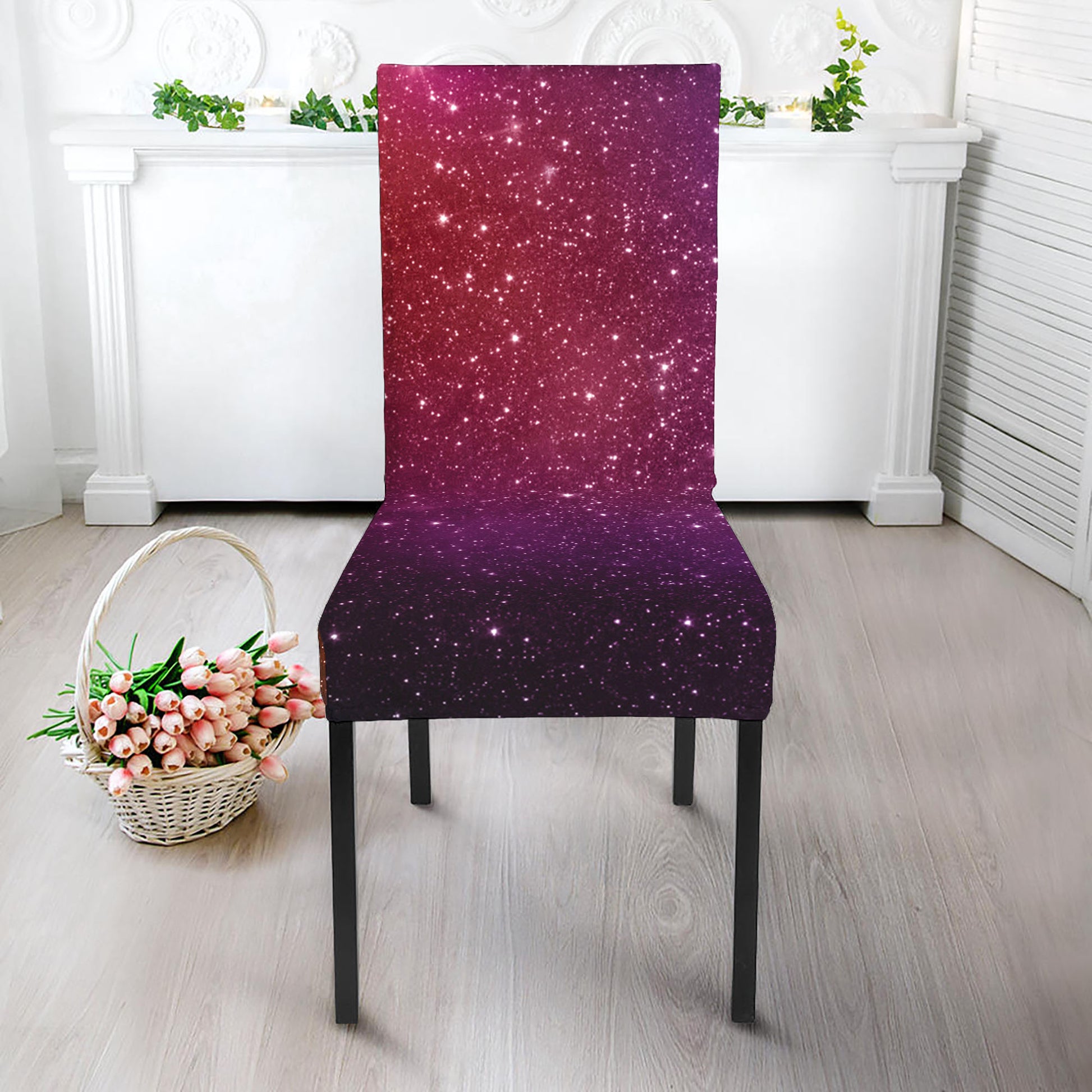 Colorful Stardust Galaxy Space Print Dining Chair Slipcover