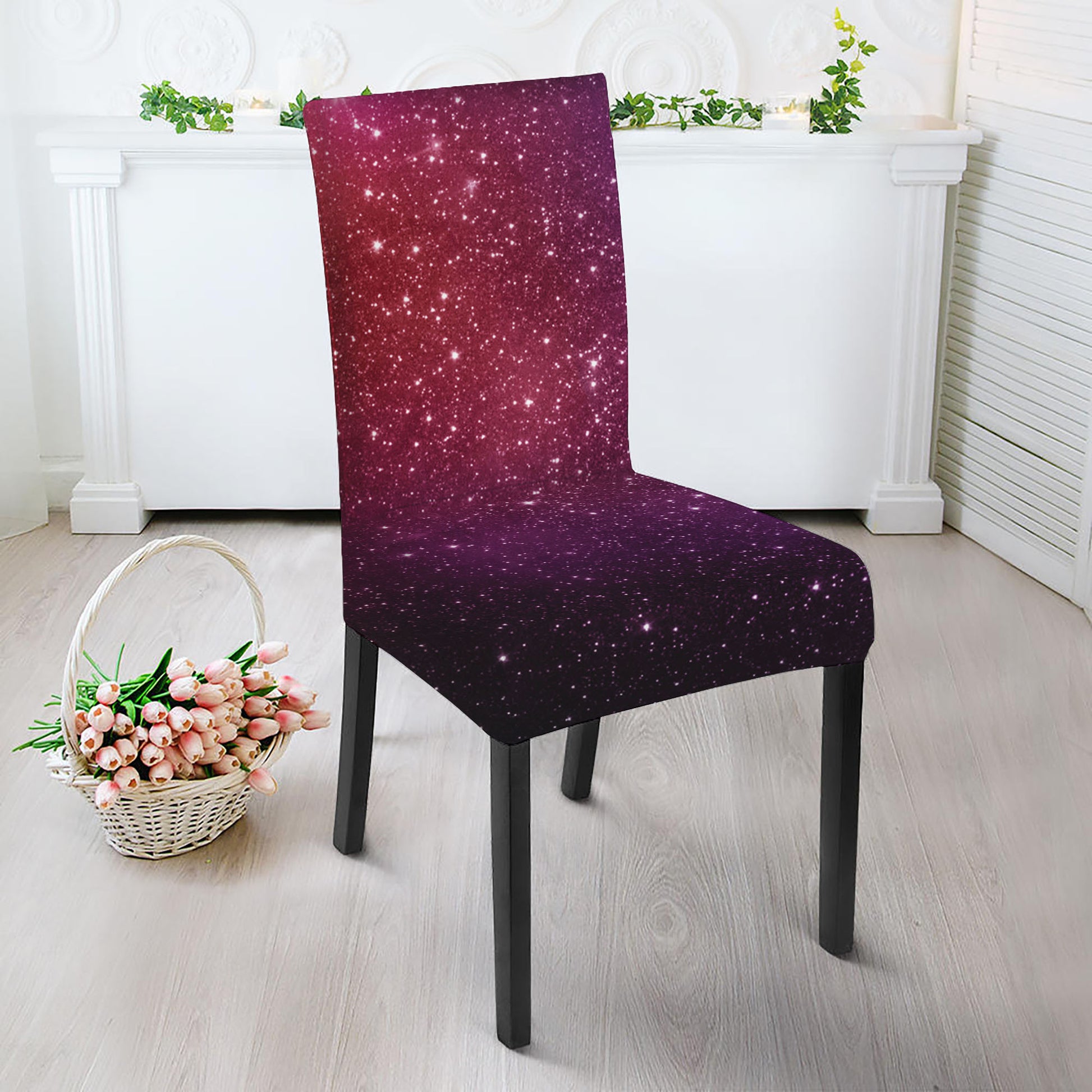 Colorful Stardust Galaxy Space Print Dining Chair Slipcover
