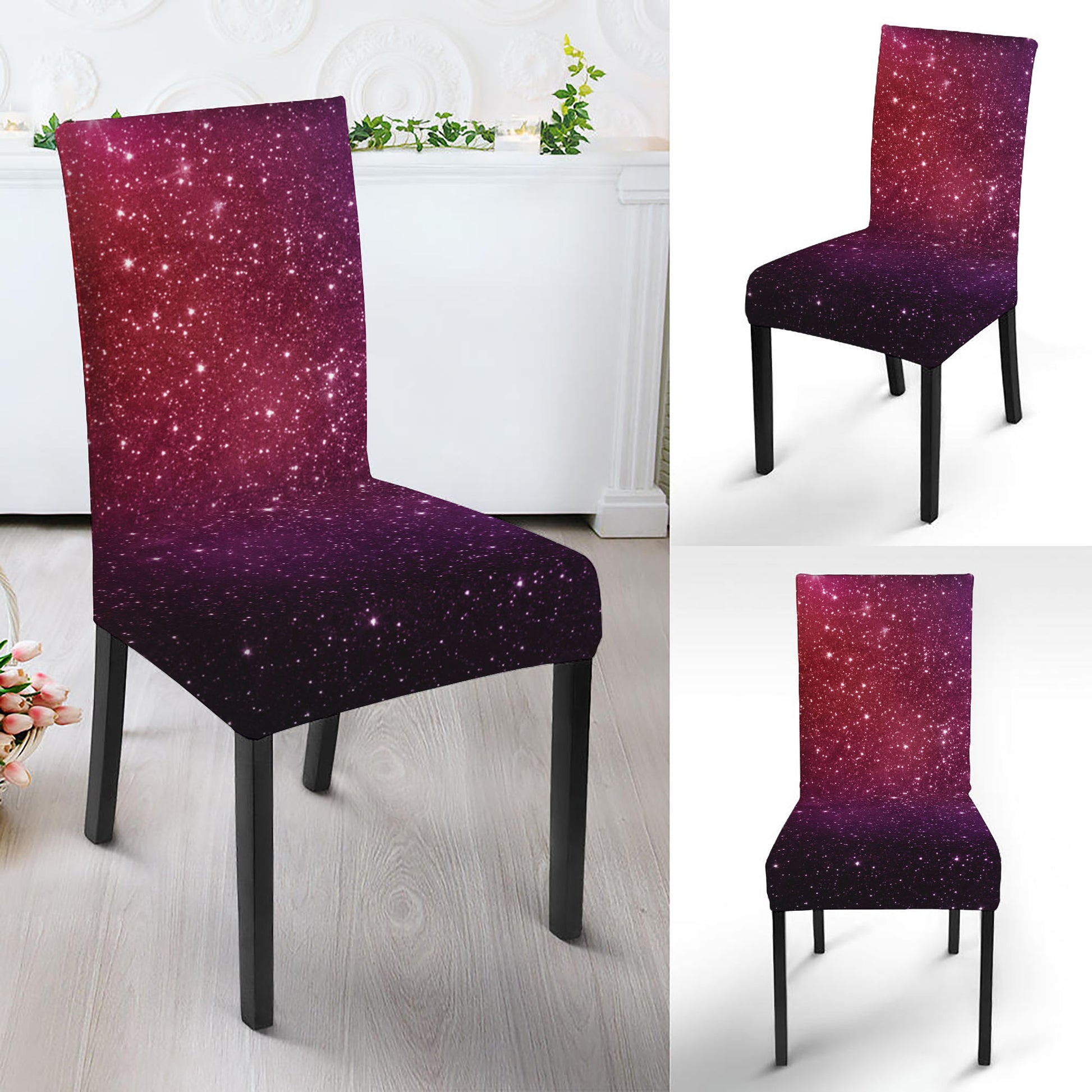 Colorful Stardust Galaxy Space Print Dining Chair Slipcover