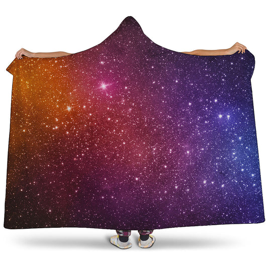 Colorful Stardust Galaxy Space Print Hooded Blanket