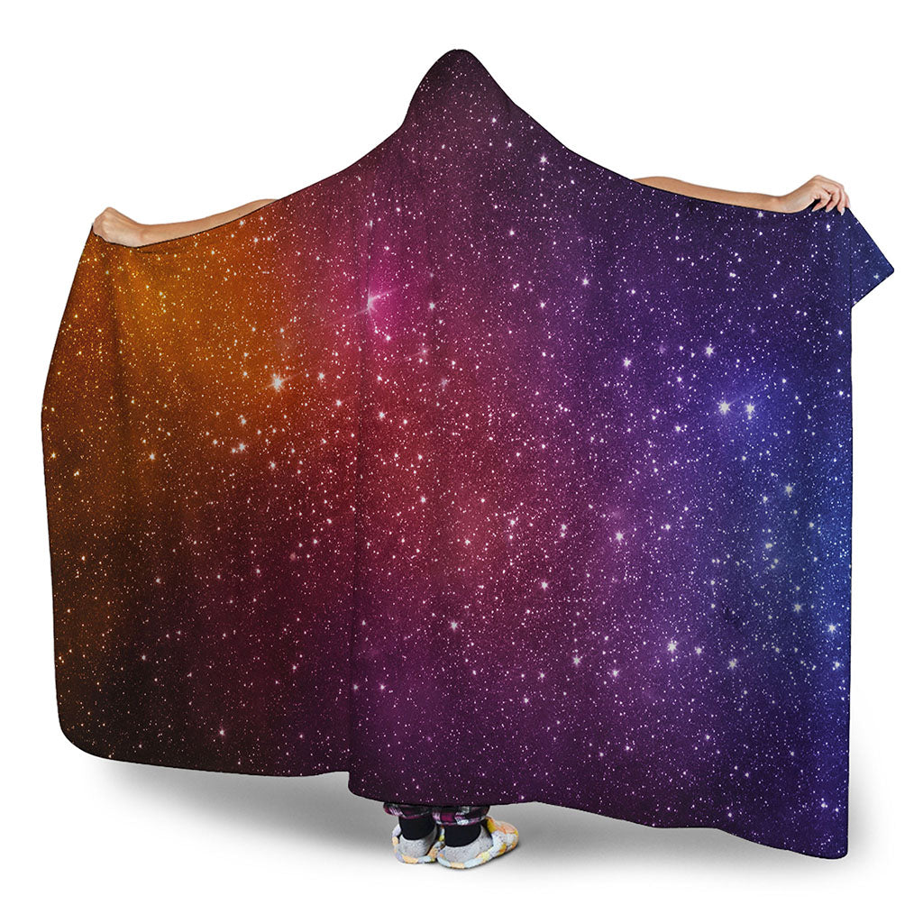 Colorful Stardust Galaxy Space Print Hooded Blanket