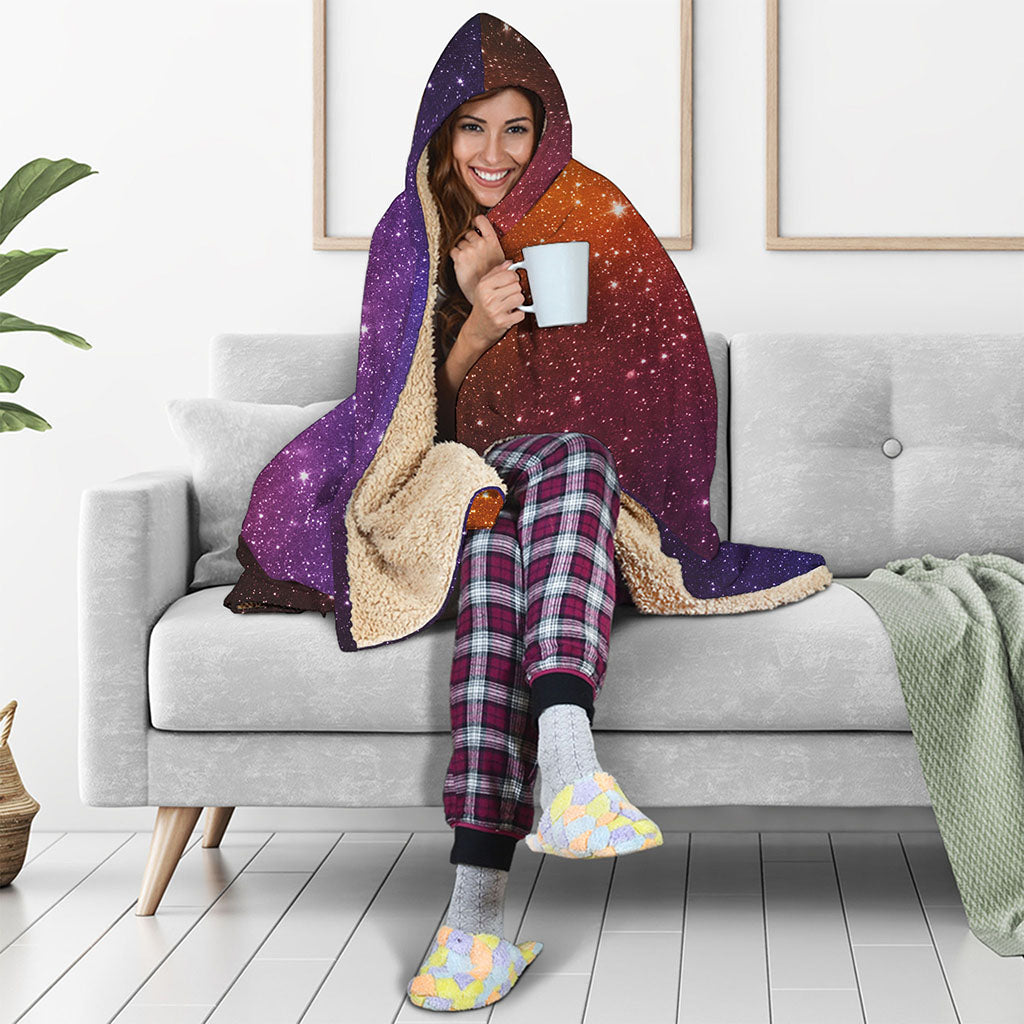 Colorful Stardust Galaxy Space Print Hooded Blanket