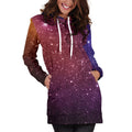 Colorful Stardust Galaxy Space Print Pullover Hoodie Dress