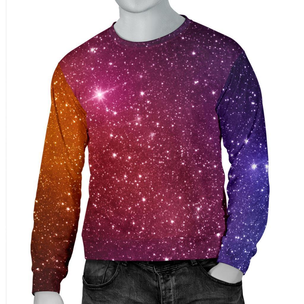 Colorful Stardust Galaxy Space Print Men's Crewneck Sweatshirt GearFrost