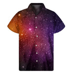 Colorful Stardust Galaxy Space Print Men's Short Sleeve Shirt