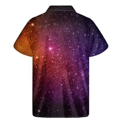 Colorful Stardust Galaxy Space Print Men's Short Sleeve Shirt