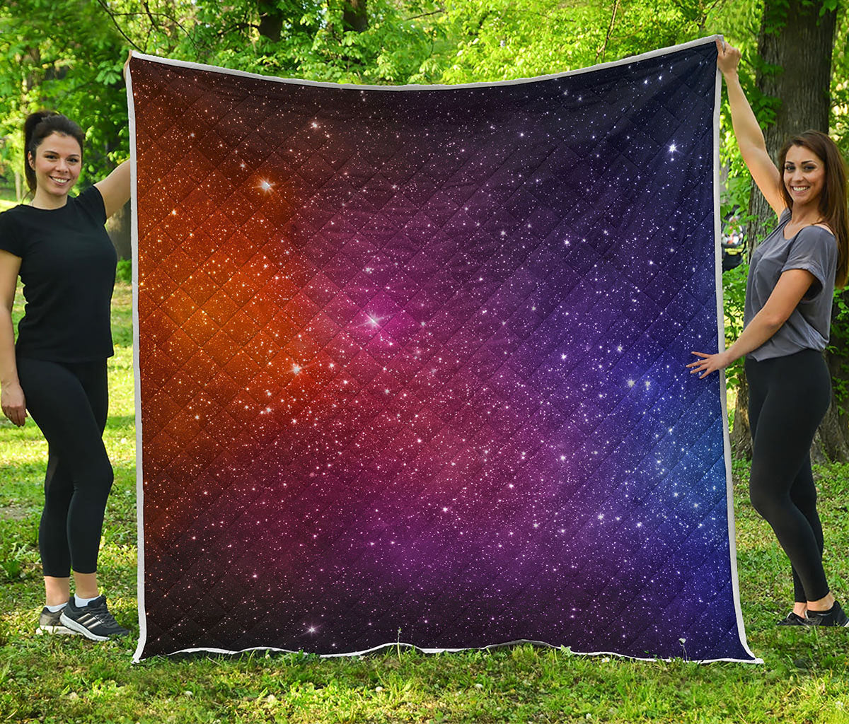 Colorful Stardust Galaxy Space Print Quilt