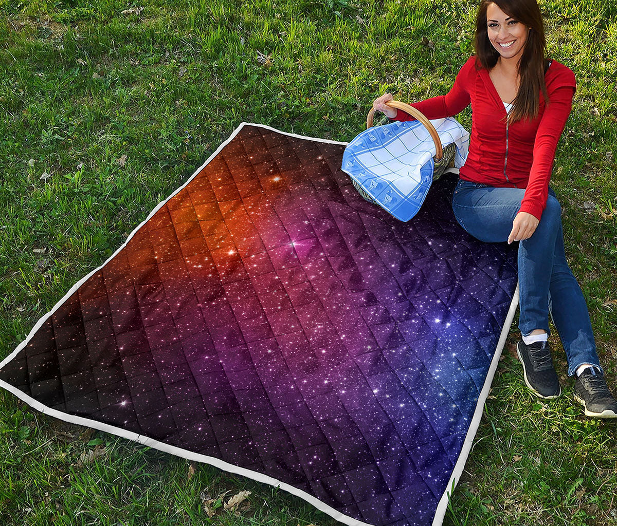 Colorful Stardust Galaxy Space Print Quilt