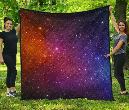 Colorful Stardust Galaxy Space Print Quilt