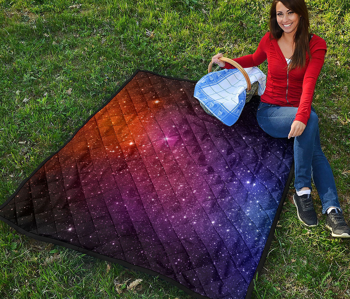 Colorful Stardust Galaxy Space Print Quilt