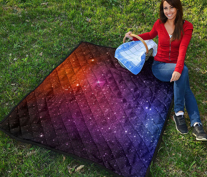 Colorful Stardust Galaxy Space Print Quilt