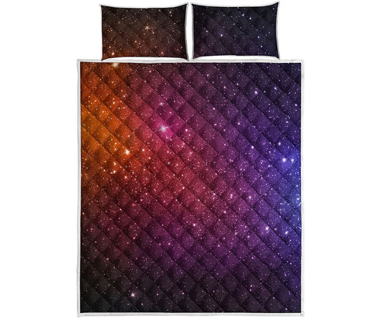 Colorful Stardust Galaxy Space Print Quilt Bed Set