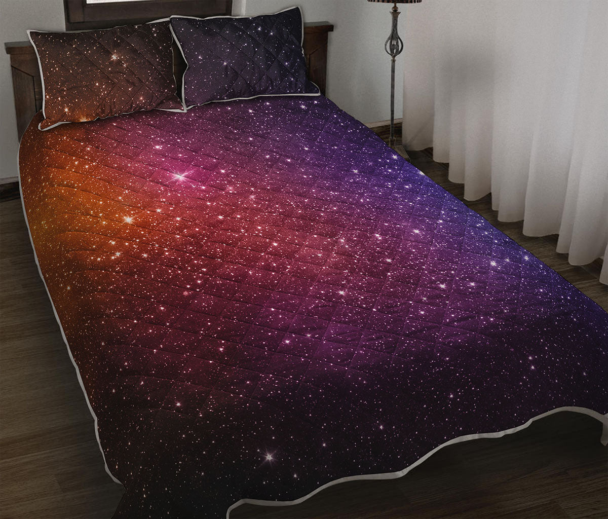 Colorful Stardust Galaxy Space Print Quilt Bed Set