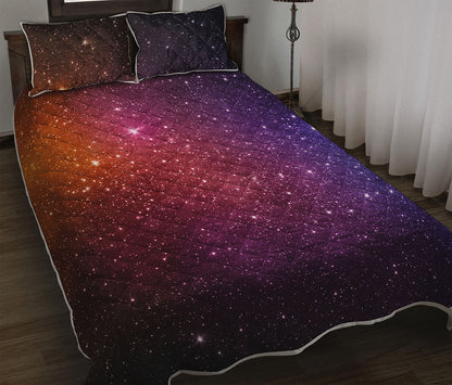 Colorful Stardust Galaxy Space Print Quilt Bed Set