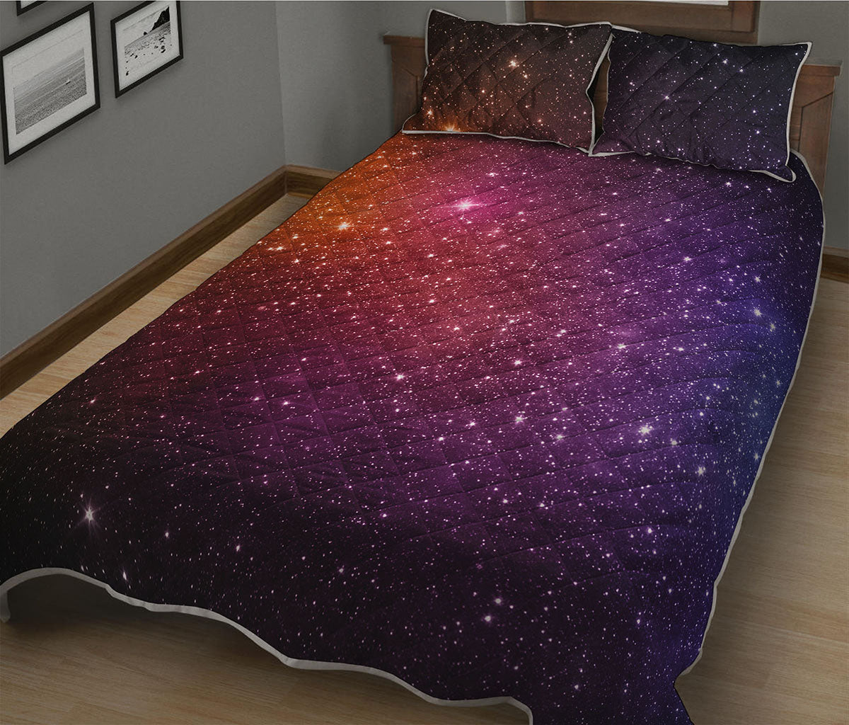 Colorful Stardust Galaxy Space Print Quilt Bed Set