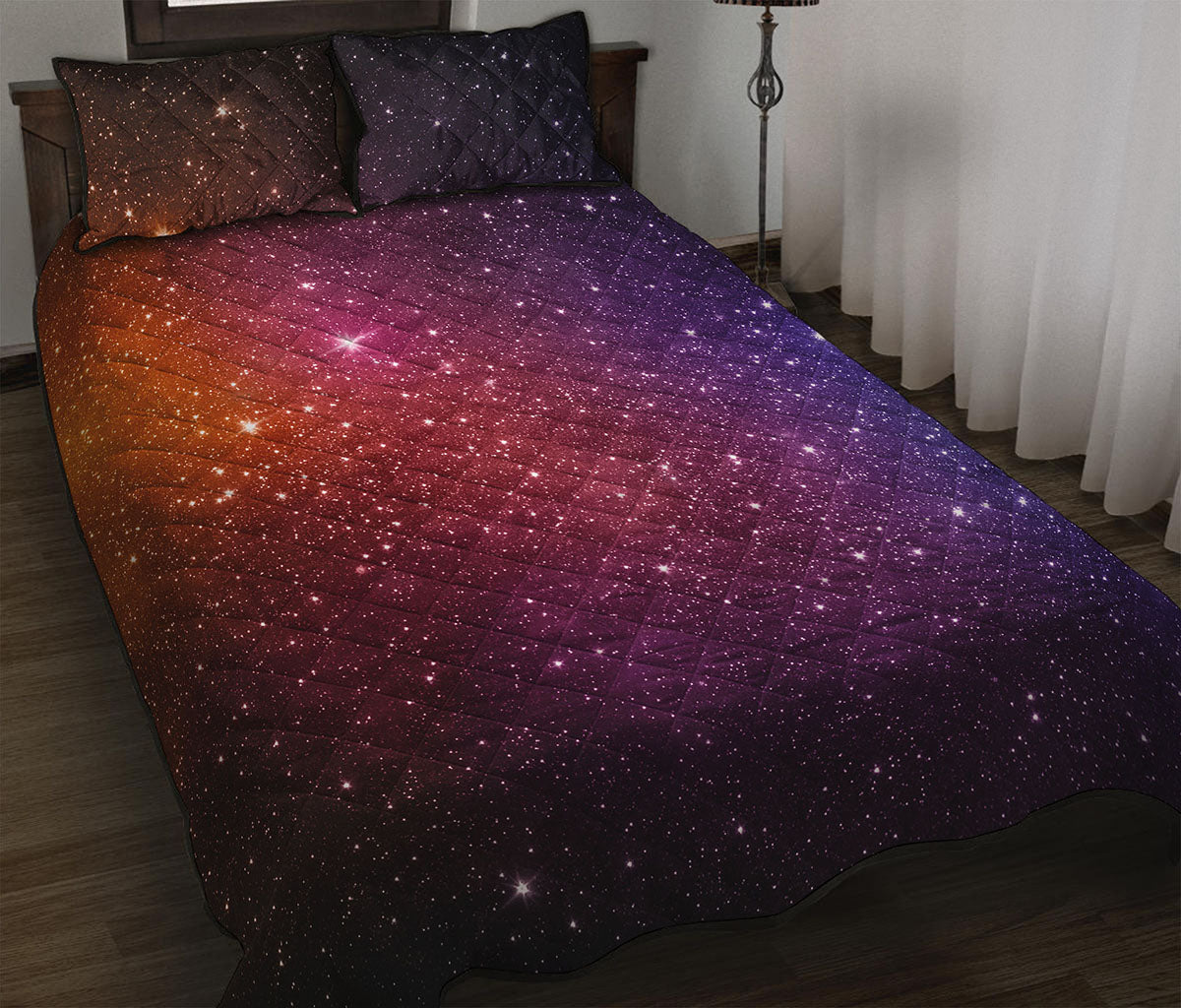 Colorful Stardust Galaxy Space Print Quilt Bed Set
