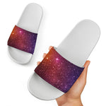 Colorful Stardust Galaxy Space Print White Slide Sandals