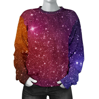 Colorful Stardust Galaxy Space Print Women's Crewneck Sweatshirt GearFrost