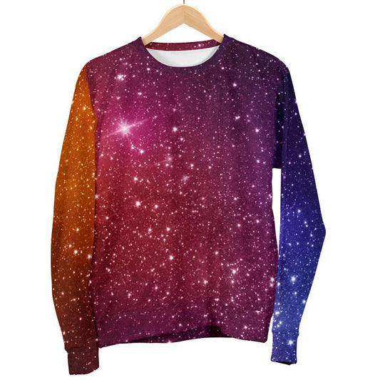 Colorful Stardust Galaxy Space Print Women's Crewneck Sweatshirt GearFrost