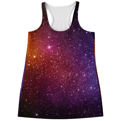 Colorful Stardust Galaxy Space Print Women's Racerback Tank Top