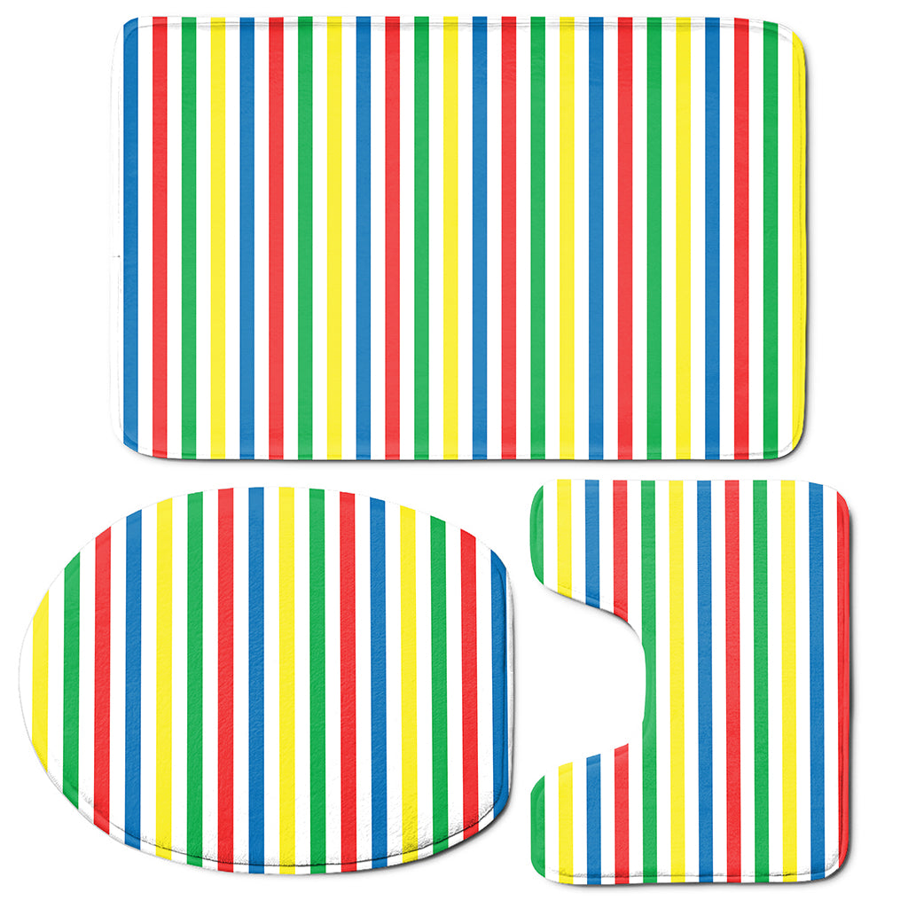 Colorful Striped Pattern Print 3 Piece Bath Mat Set