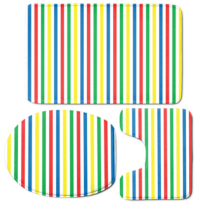 Colorful Striped Pattern Print 3 Piece Bath Mat Set