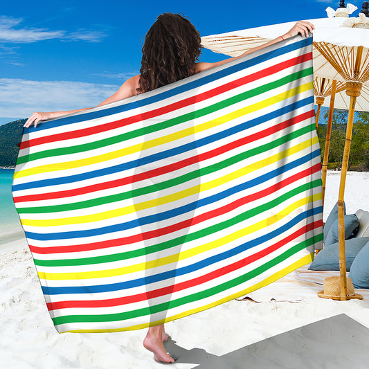 Colorful Striped Pattern Print Beach Sarong Wrap