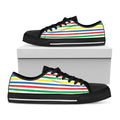 Colorful Striped Pattern Print Black Low Top Sneakers