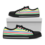 Colorful Striped Pattern Print Black Low Top Shoes