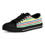 Colorful Striped Pattern Print Black Low Top Shoes