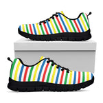 Colorful Striped Pattern Print Black Sneakers