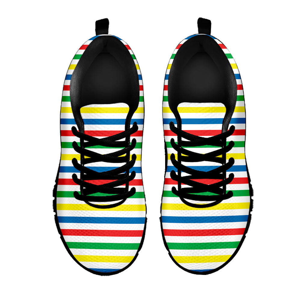 Colorful Striped Pattern Print Black Sneakers