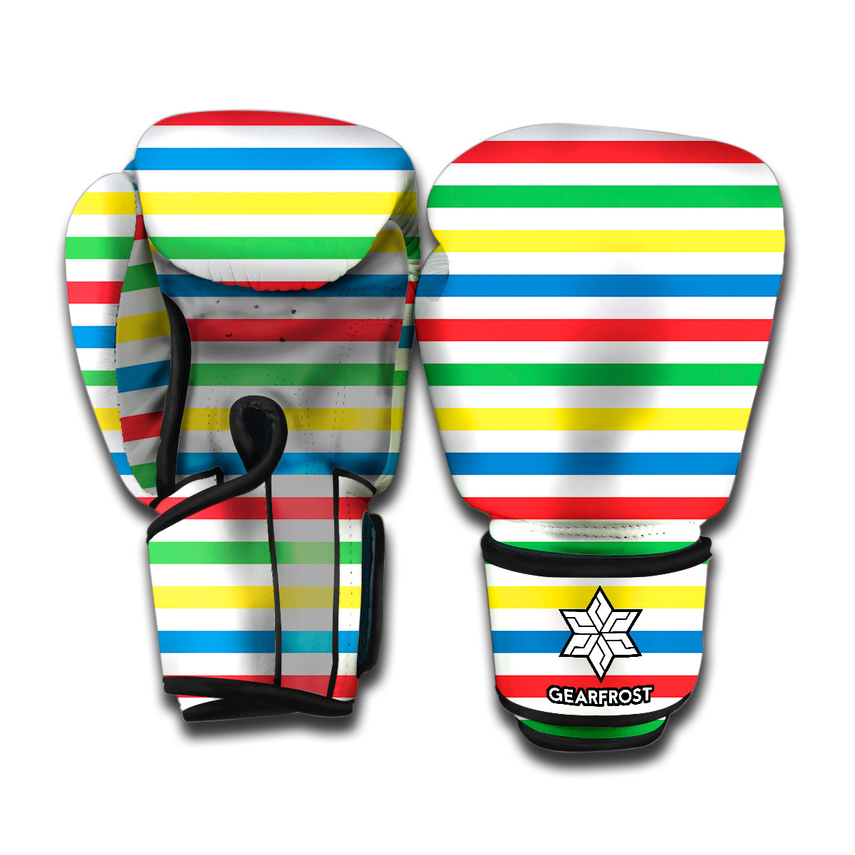 Colorful Striped Pattern Print Boxing Gloves