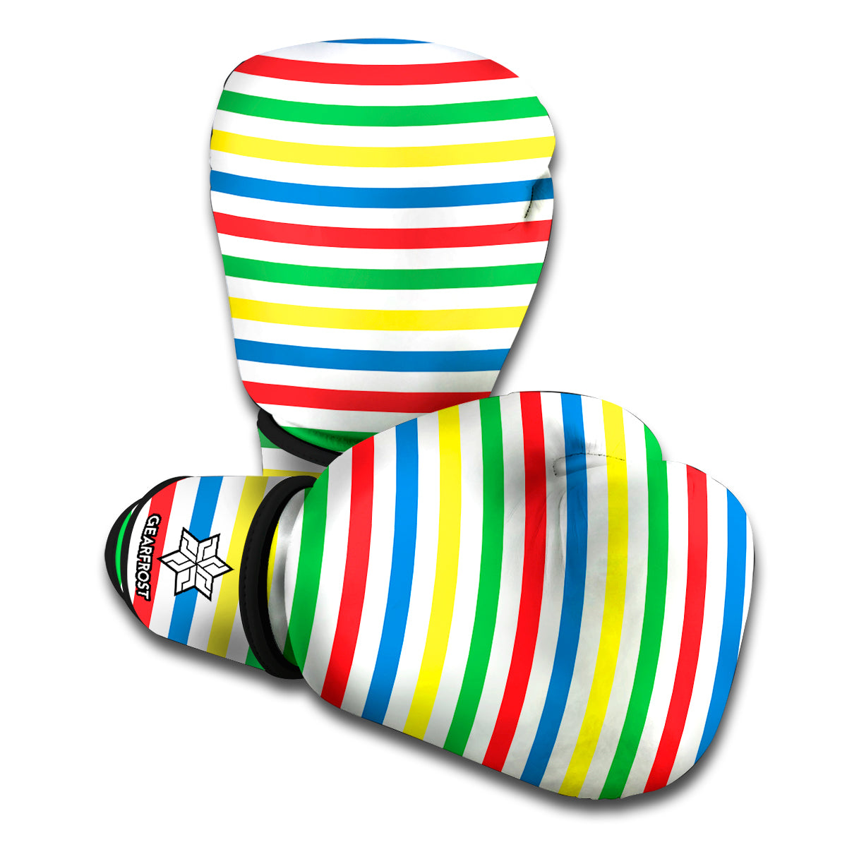Colorful Striped Pattern Print Boxing Gloves
