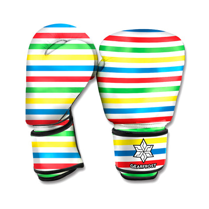 Colorful Striped Pattern Print Boxing Gloves
